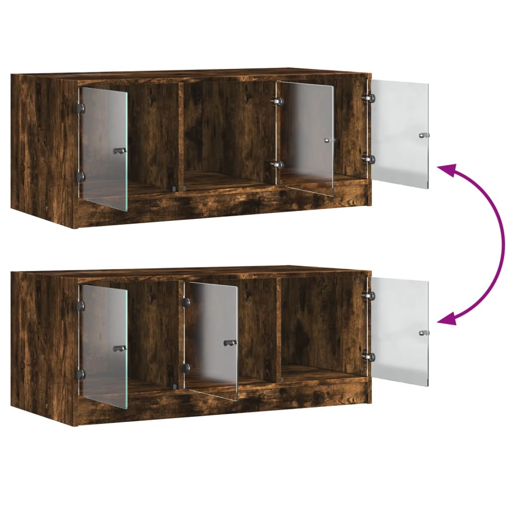 Soffbord Rökfärgad Ek med glasdörrar 102x50x42 cm