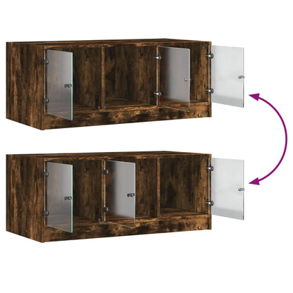 Soffbord Rökfärgad Ek med glasdörrar 102x50x42 cm