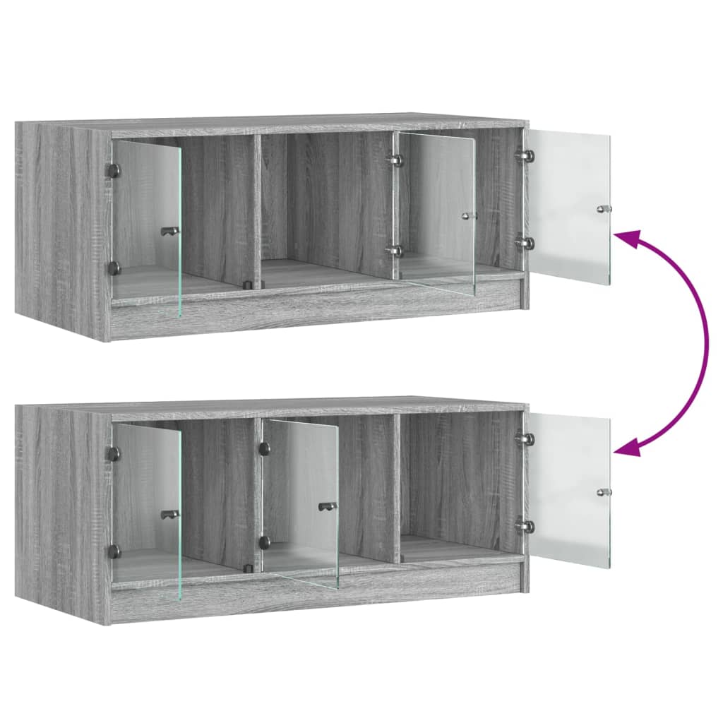 Soffbord Sonoma Grå med glasdörrar 102x50x42 cm