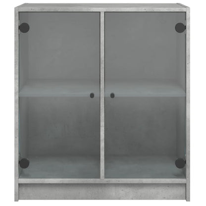 Skåp Betonggrå med glasdörrar 68x37x75,5 cm