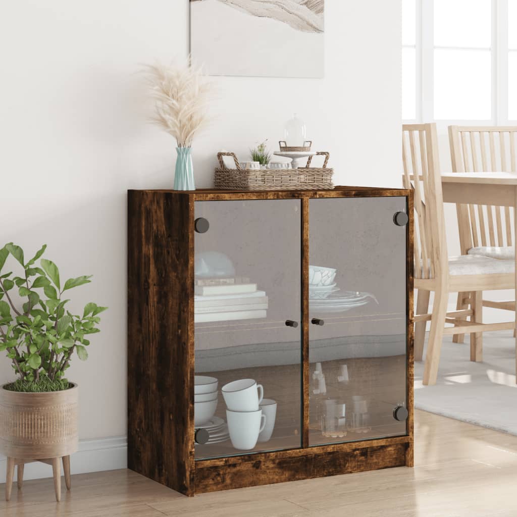 Skåp Rökfärgad Ek med glasdörrar 68x37x75,5 cm