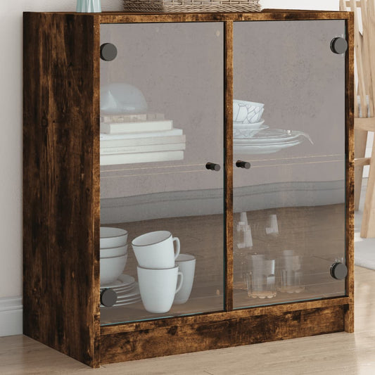 Skåp Rökfärgad Ek med glasdörrar 68x37x75,5 cm