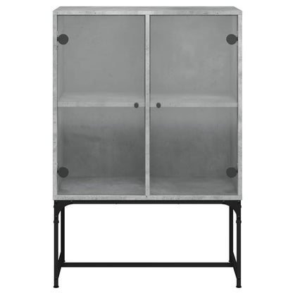Skåp Betonggrå med glasdörrar 69x37x100 cm