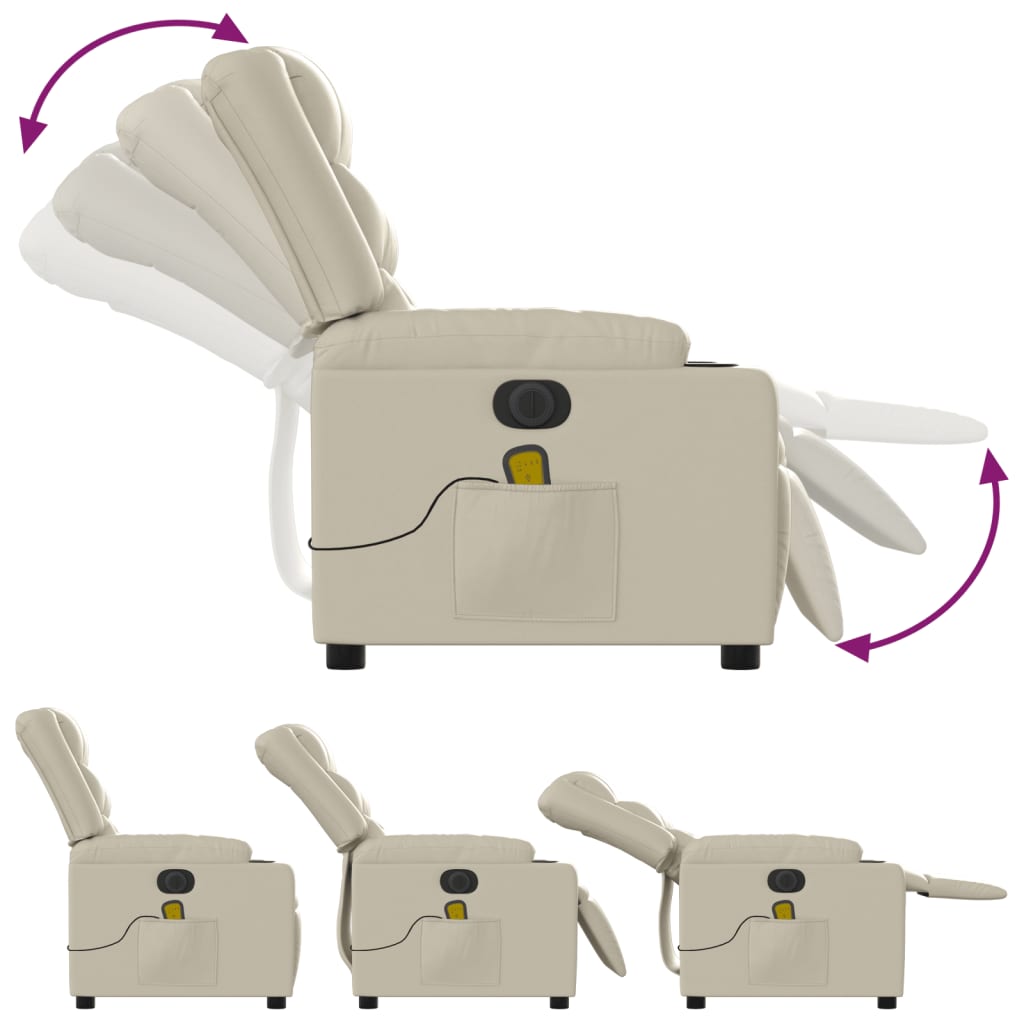 Elektrisk Massagefåtölj Gräddvit konstläder