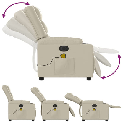 Elektrisk Massagefåtölj Gräddvit konstläder