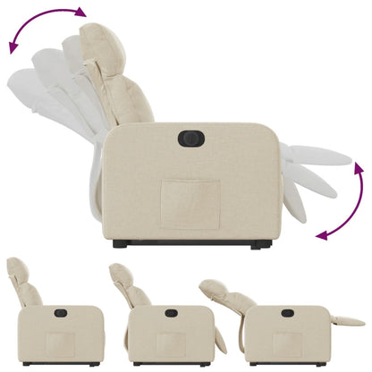 Elektrisk Fåtölj Gräddvit Reclinerfåtölj med uppresningshjälp tyg