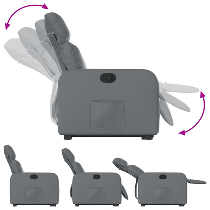 Fåtölj Grå Reclinerfåtölj med uppresningshjälp konstläder