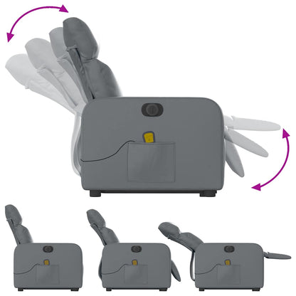 Elektrisk Massagefåtölj Grå med uppresningshjälp konstläder