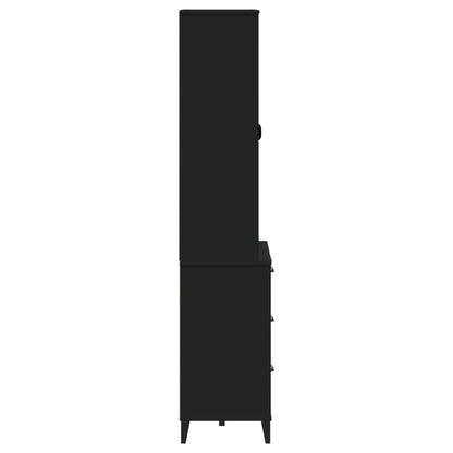 Vitrinskåp VIKEN svart 80x40x190 cm massiv furu