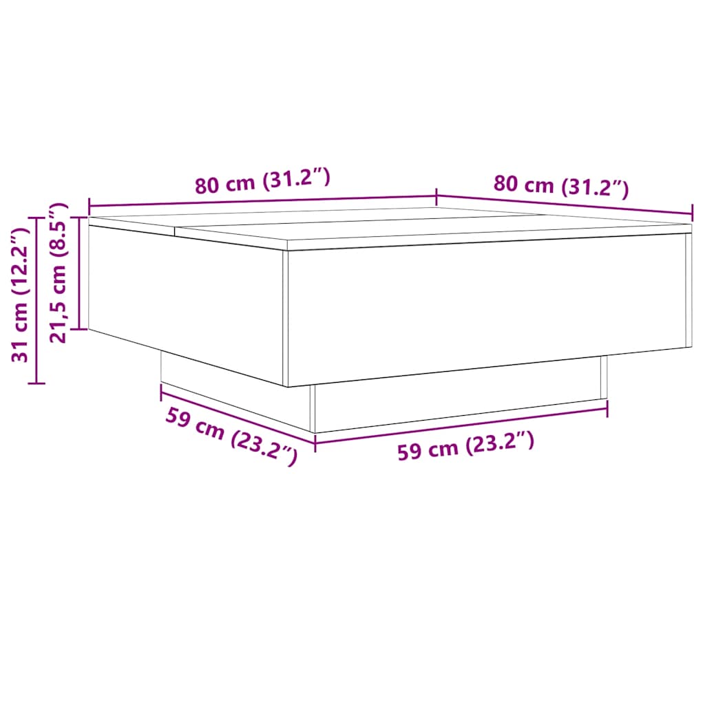 Soffbord Sonoma Ek 80x80x31 cm
