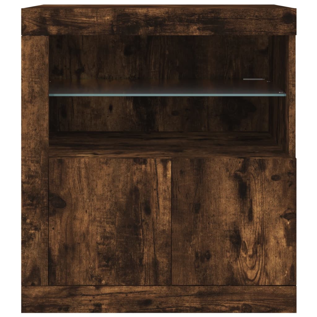 Skänk Rökfärgad Ek LED-belysning 60,5x37x67 cm