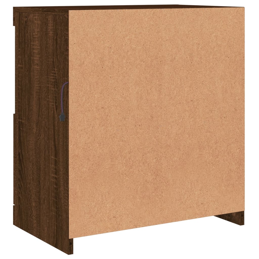 Skänk Brun Ek LED-belysning 60x37x67 cm