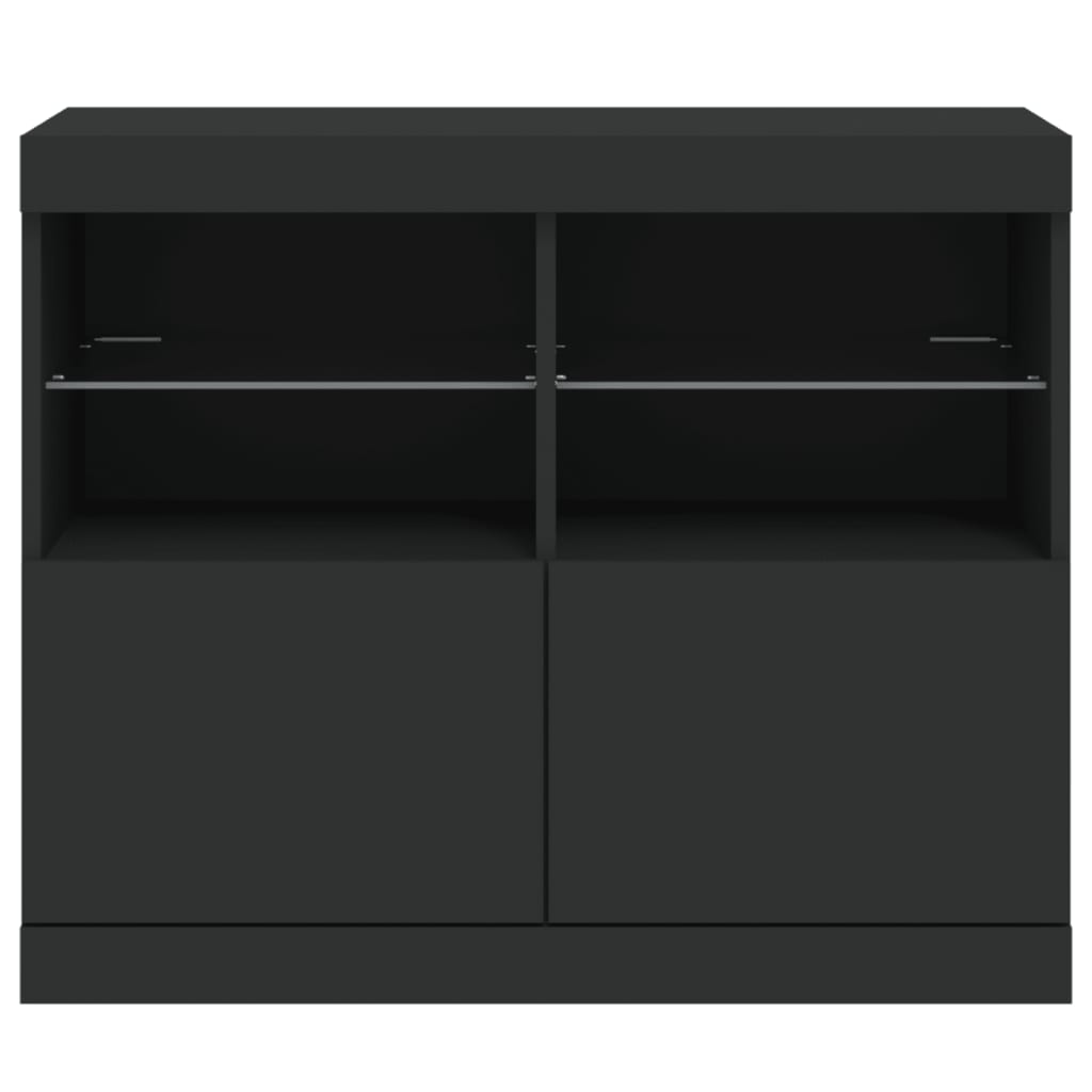 Skänk Svart LED-belysning 81x37x67 cm