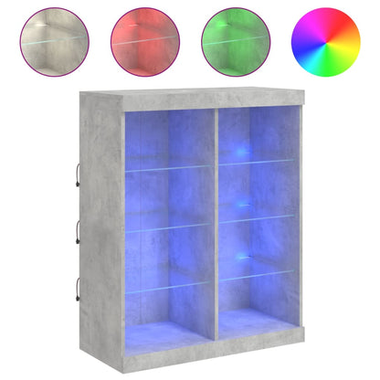 Skänk Betonggrå LED-belysning 81x37x100 cm