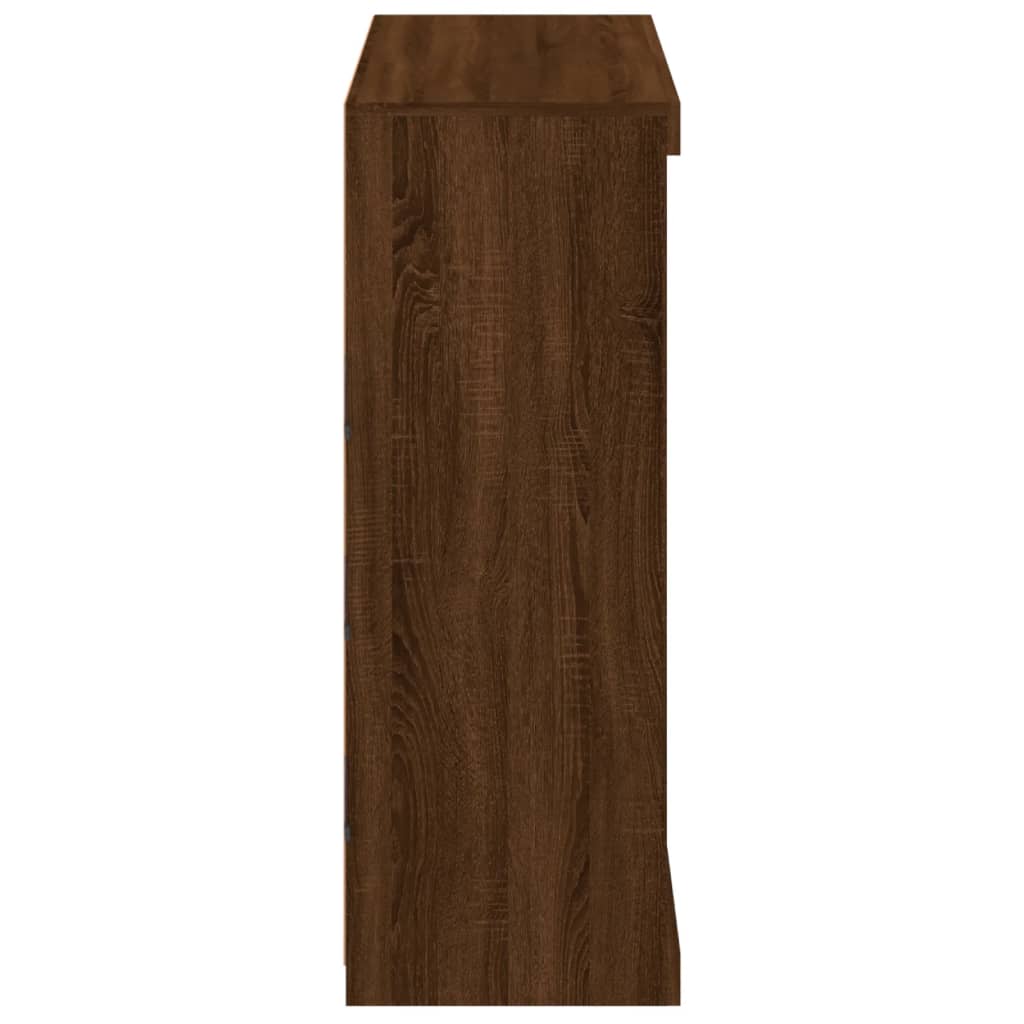 Skänk Brun Ek LED-belysning 81x37x100 cm