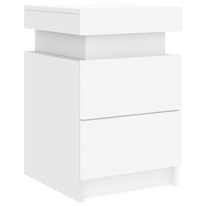 Sängbord med LED 2 st vit 35x39x55 cm