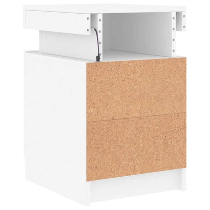 Sängbord med LED 2 st vit 35x39x55 cm