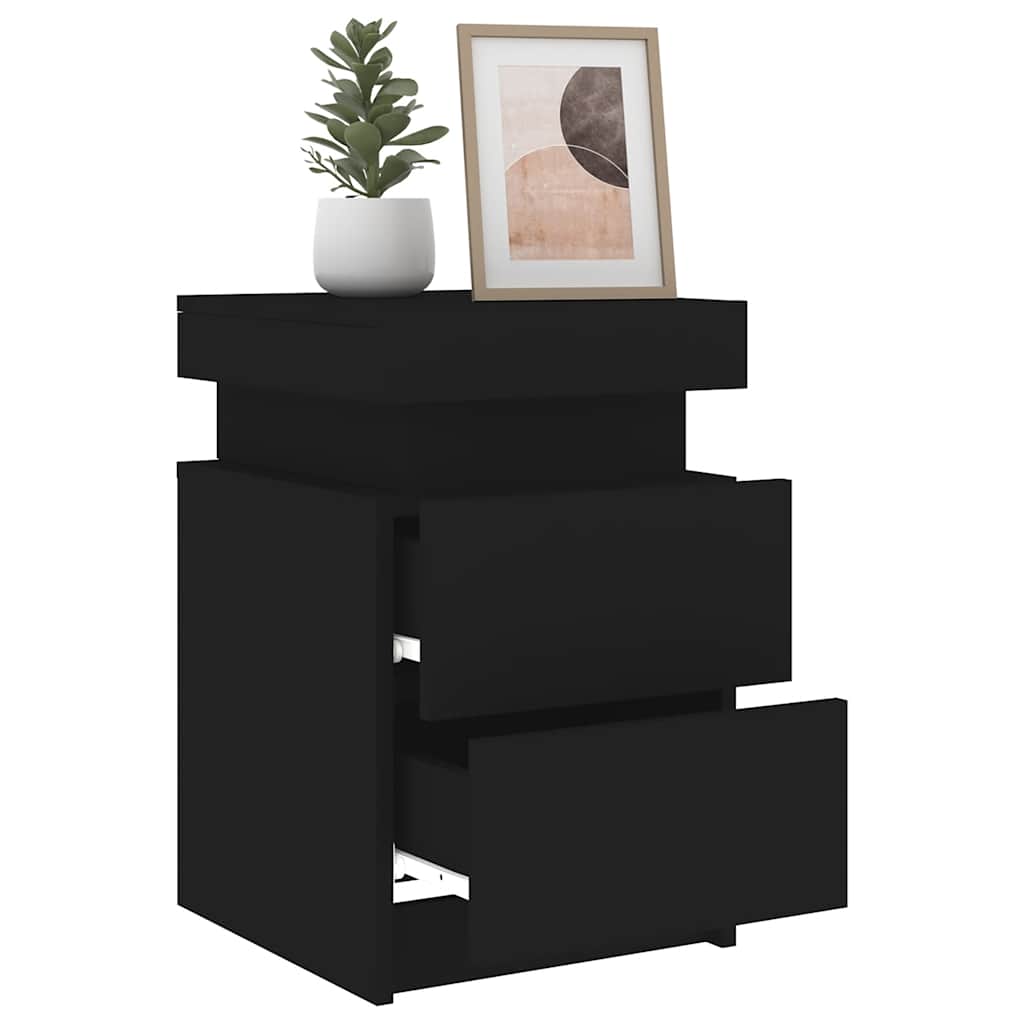 Sängbord med LED-lampor 2 st svart 35x39x55 cm
