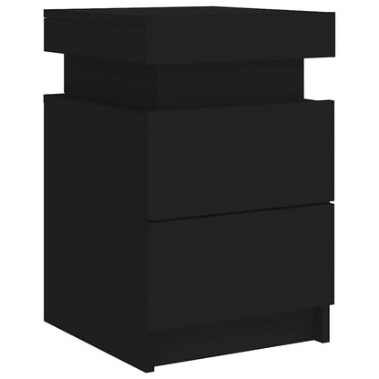 Sängbord med LED-lampor 2 st svart 35x39x55 cm
