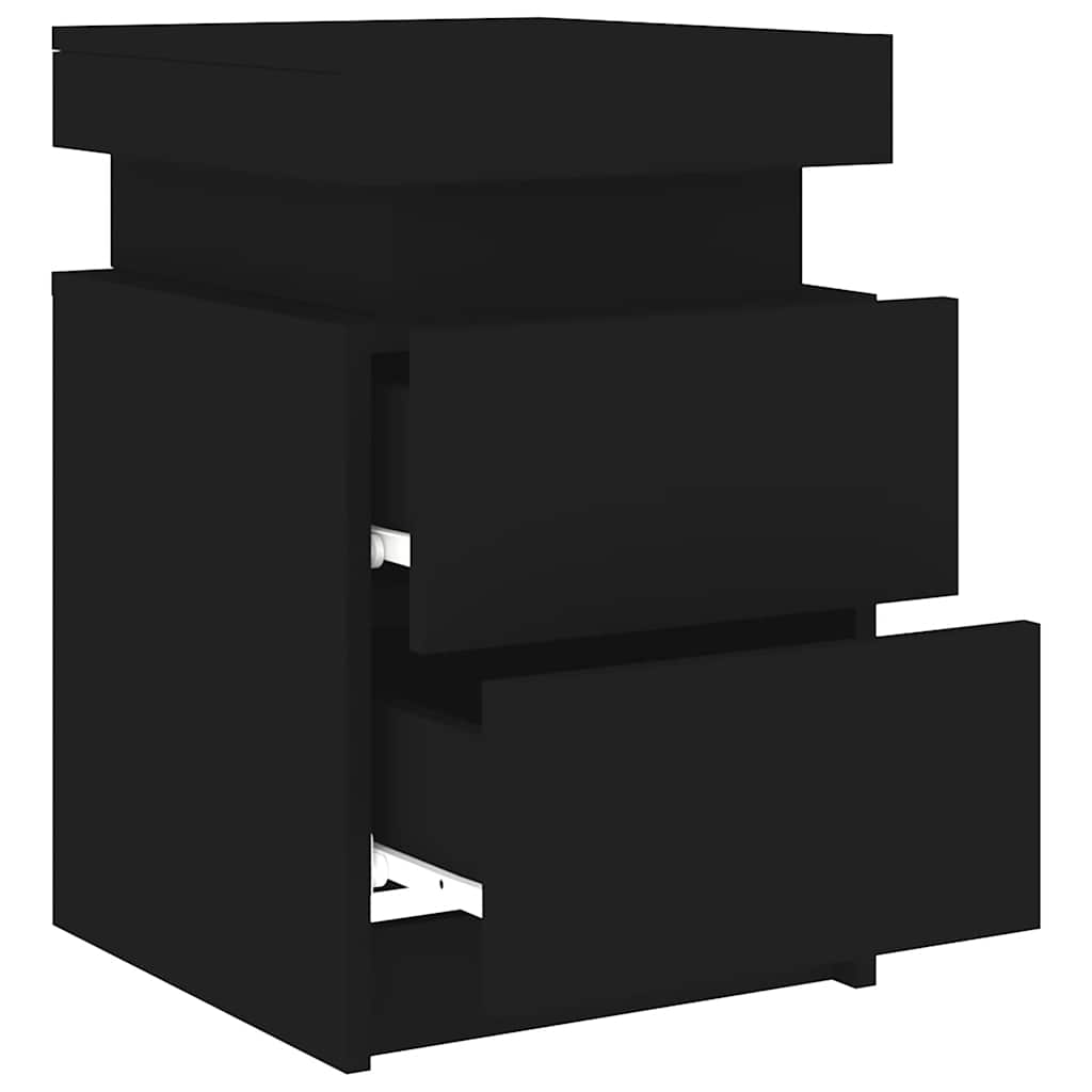 Sängbord med LED-lampor 2 st svart 35x39x55 cm