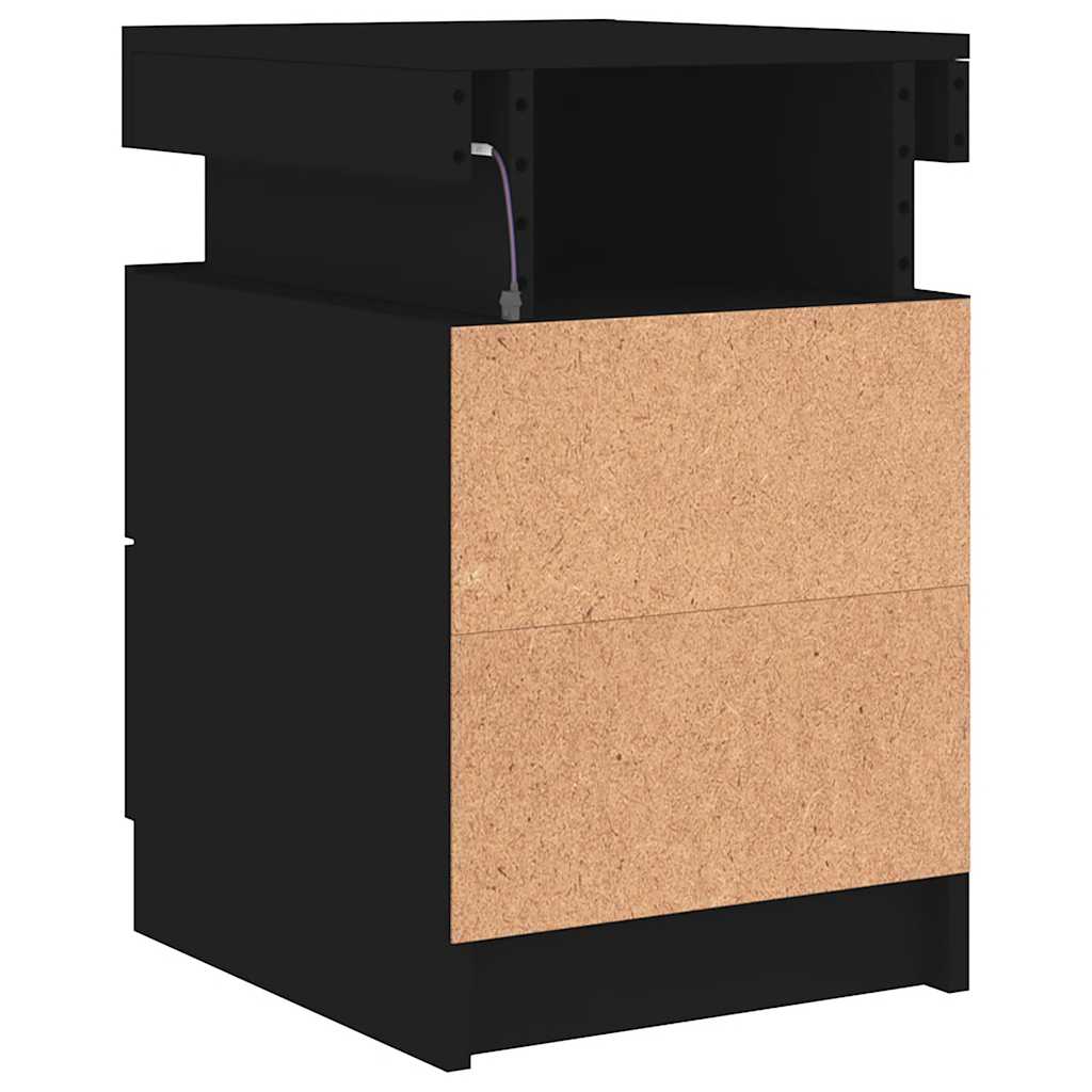 Sängbord med LED-lampor 2 st svart 35x39x55 cm