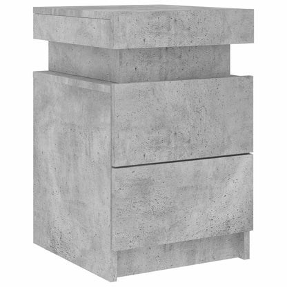 Sängbord med LED-lampor 2 st betonggrå 35x39x55 cm