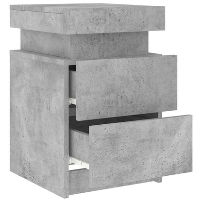Sängbord med LED-lampor 2 st betonggrå 35x39x55 cm