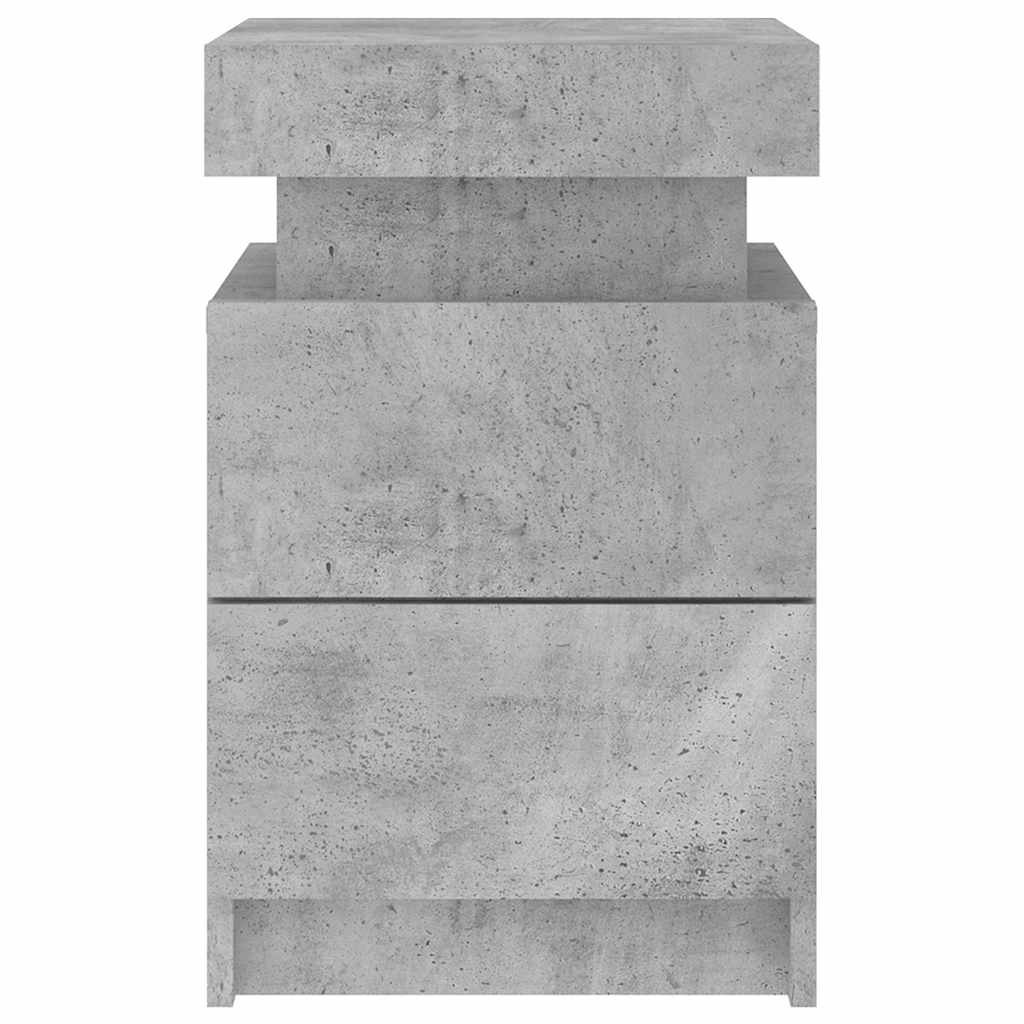 Sängbord med LED-lampor 2 st betonggrå 35x39x55 cm