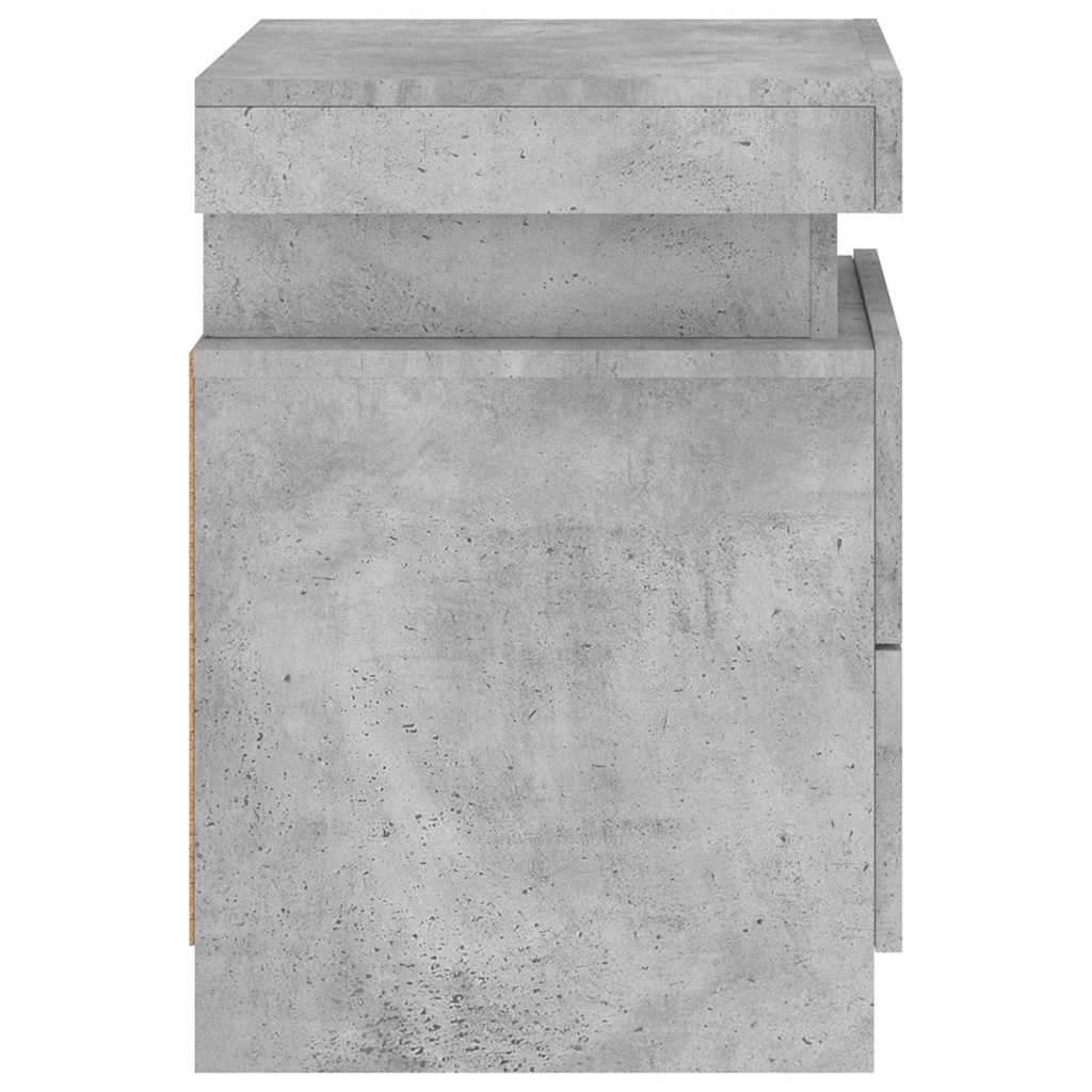 Sängbord med LED-lampor 2 st betonggrå 35x39x55 cm