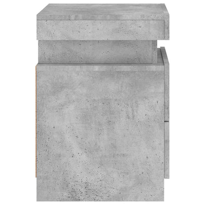 Sängbord med LED-lampor 2 st betonggrå 35x39x55 cm