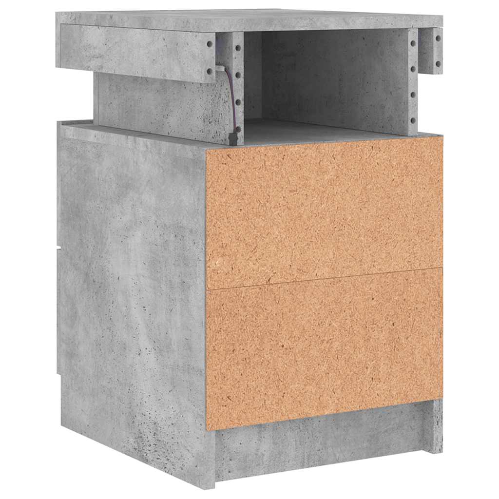 Sängbord med LED-lampor 2 st betonggrå 35x39x55 cm
