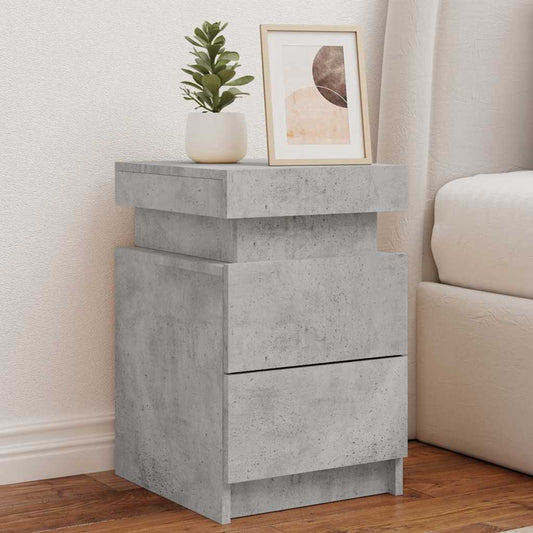 Sängbord med LED-lampor 2 st betonggrå 35x39x55 cm