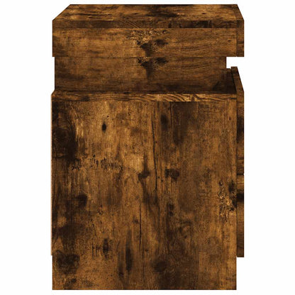 Sängbord med LED-lampor 2 st rökfärgad ek 35x39x55 cm