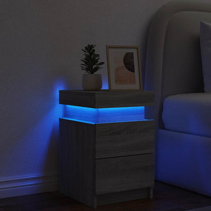 Sängbord Nattduksbord Sonoma Grå med LED-lampor 35x39x55 cm