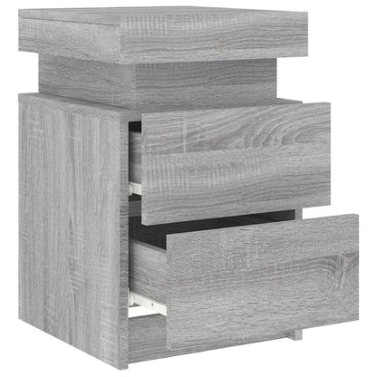 Sängbord Nattduksbord Sonoma Grå med LED-lampor 35x39x55 cm