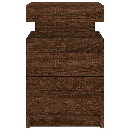 Sängbord med LED-lampor 2 st brun ek 35x39x55 cm