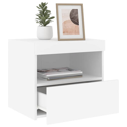 Sängbord med LED 2 st vit 50x40x45 cm