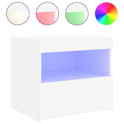 Sängbord med LED 2 st vit 50x40x45 cm