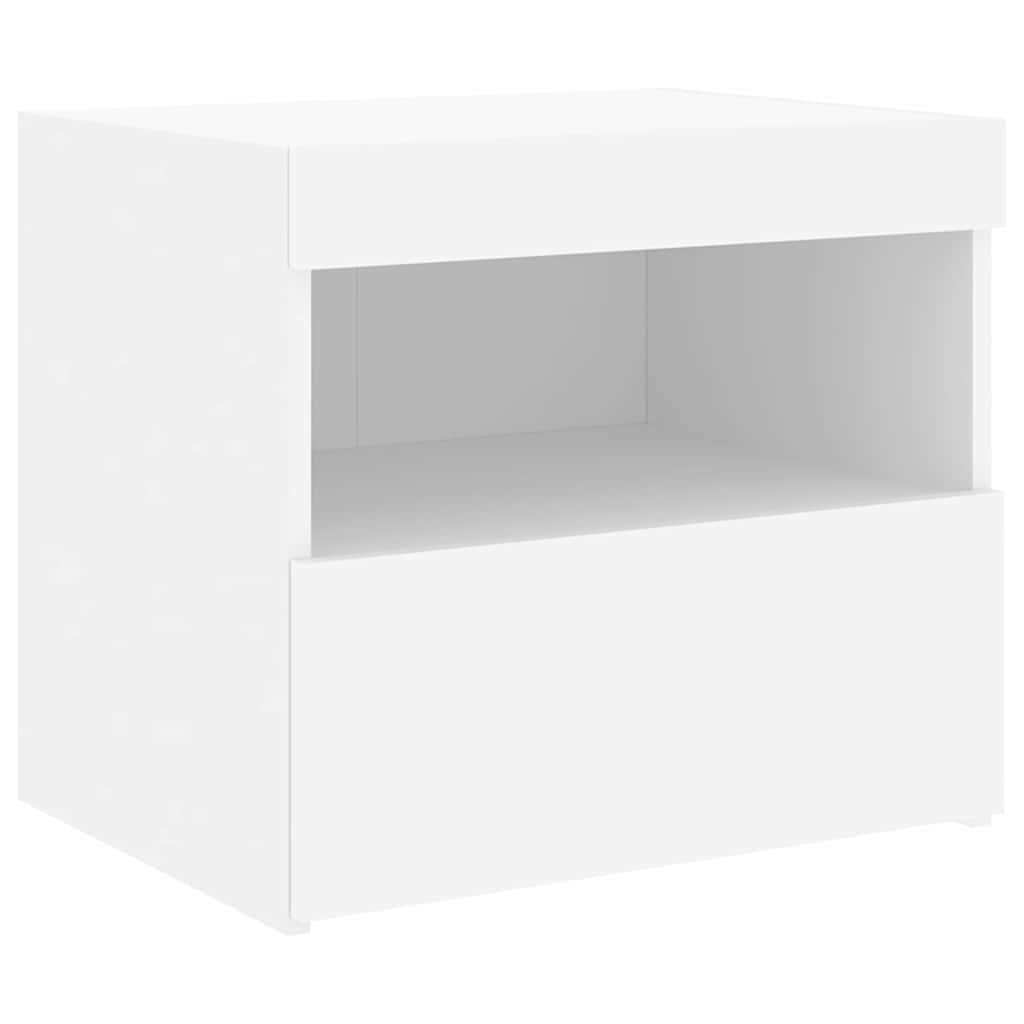 Sängbord med LED 2 st vit 50x40x45 cm