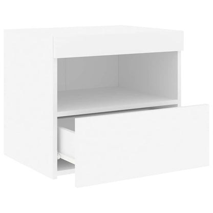 Sängbord med LED 2 st vit 50x40x45 cm