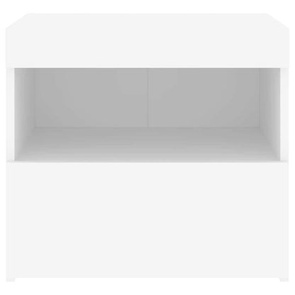 Sängbord med LED 2 st vit 50x40x45 cm