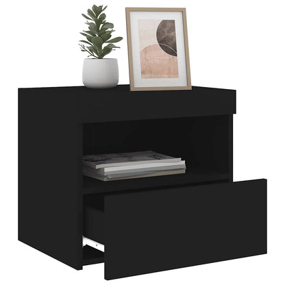 Sängbord med LED-lampor 2 st svart 50x40x45 cm
