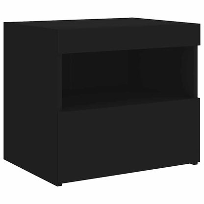 Sängbord med LED-lampor 2 st svart 50x40x45 cm