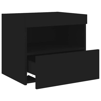 Sängbord med LED-lampor 2 st svart 50x40x45 cm