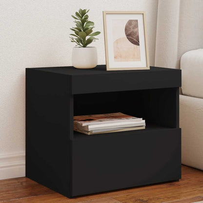 Sängbord med LED-lampor 2 st svart 50x40x45 cm