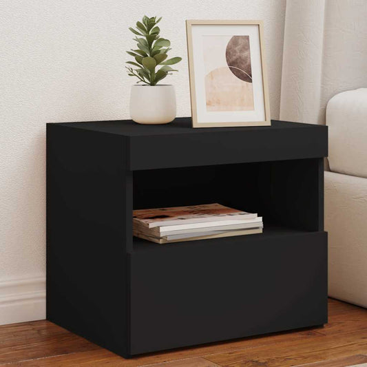 Sängbord med LED-lampor 2 st svart 50x40x45 cm