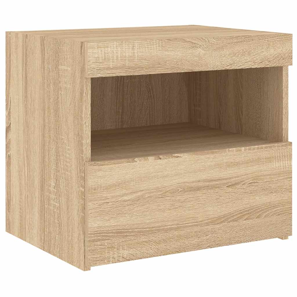 Sängbord med LED-lampor 2 st sonoma-ek 50x40x45 cm