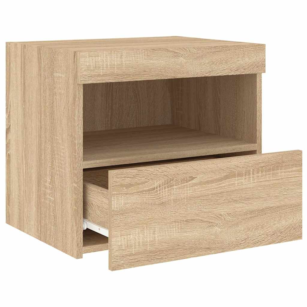 Sängbord med LED-lampor 2 st sonoma-ek 50x40x45 cm