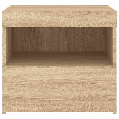 Sängbord med LED-lampor 2 st sonoma-ek 50x40x45 cm