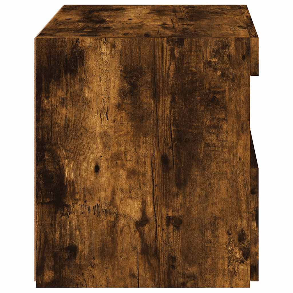 Sängbord med LED-lampor 2 st rökfärgad ek 50x40x45 cm